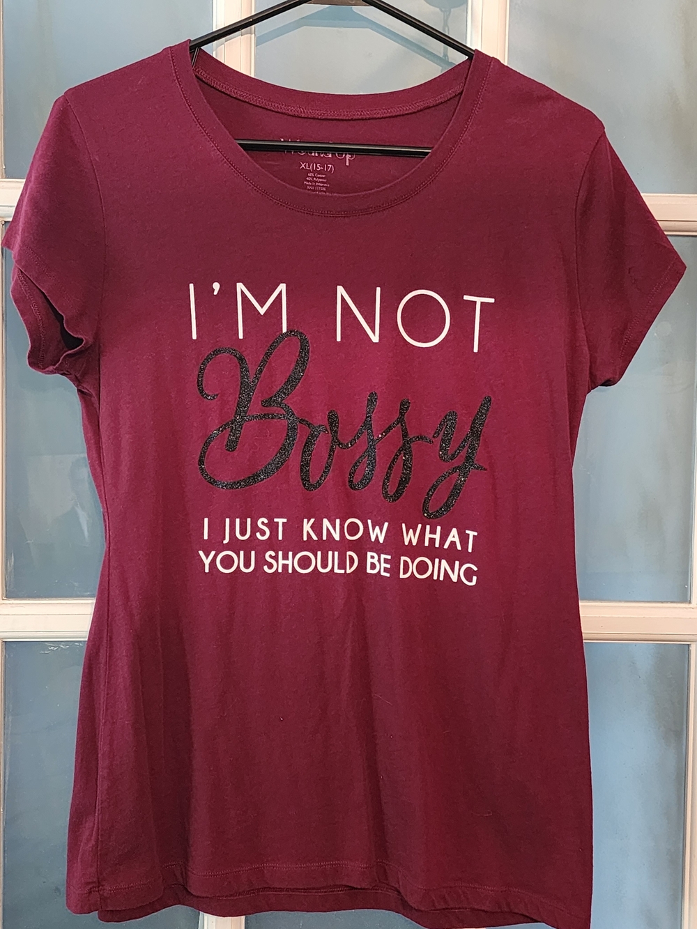 St. John's Bay Women's Maroon "I'M NOT Bossy" Graphic Tee